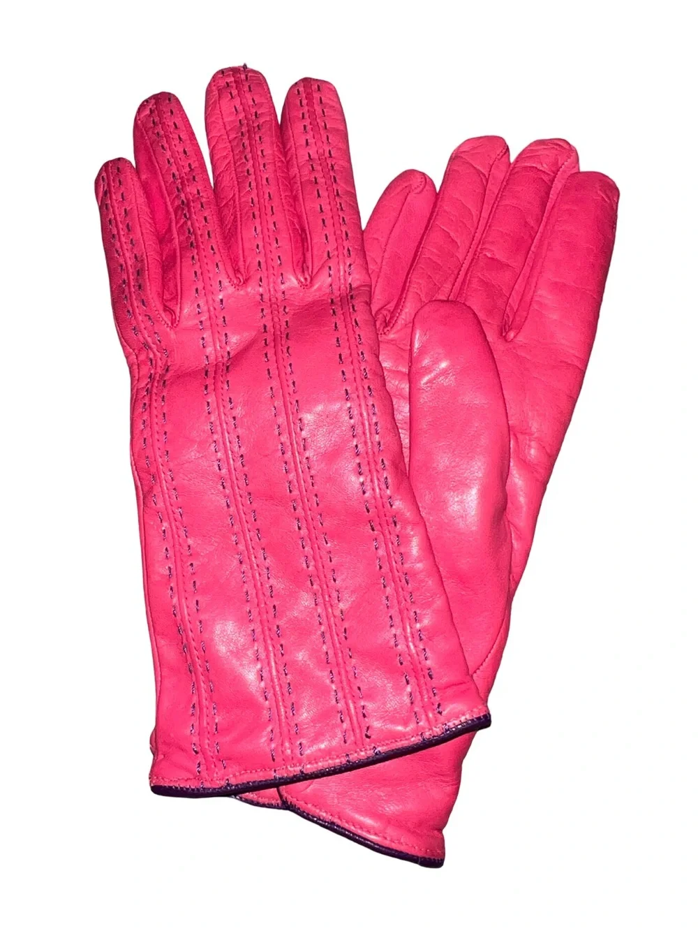 Rare Piumelli Italy Women's 8 Pink Purple Leather / cashmere Driving Gloves